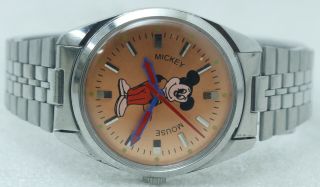 Vintage FHF ST - 96 17 Jewels Micky Mouse Orange Dial Hand Winding Watch 5