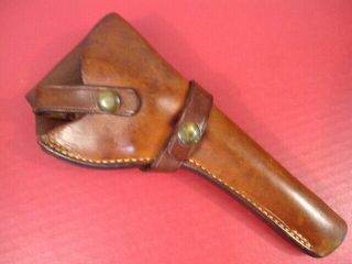 Vintage Brown Leather Duty Belt Holster For S&w M&p K - Frame Model 10 Revolver 6 "