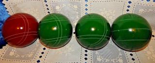 4 Vintage Forster Bocce Balls Lawn Yard Game USA,  Spares or Replacements 2