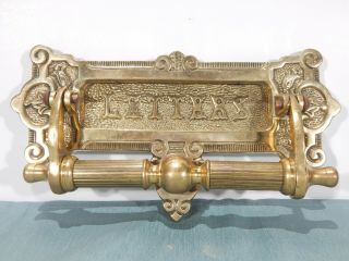 Vintage Door Mailbox Slot With Knocker Mail Letter Cover Gold