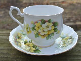 Vintage Royal Albert Bone China Teacup & Saucer England Yellow Flowers