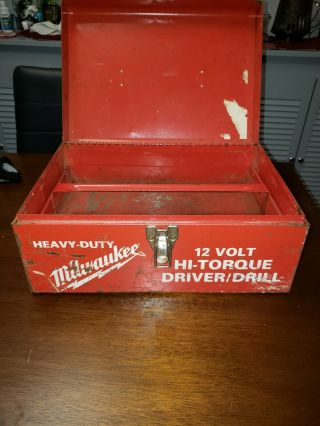 Vintage Milwaukee 12 Volt Hi Torque Driver Drill Metal Storage Box And Tray