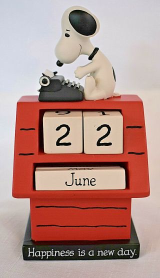 Vtg Snoopy Typing On Doghouse Happiness Is A Day Perpetual Calendar Hallmark