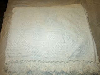 Vtg Bates George Washington Choice Ivory Cotton Hobnail Full Bedspread 99 X 108