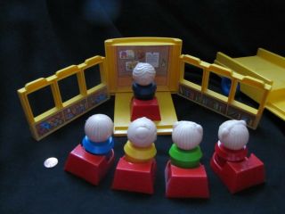 Tuppertoys Vintage 1987 Yellow School Bus Converts To Classroom Toy People Desks