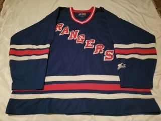Vintage Ccm Starter York Rangers Nhl Blue Hockey Jersey.
