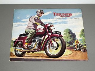 Vintage 1958 " Triumph " Motorcycle Dealer Sales Brochure Tiger Trophy Thunderbird