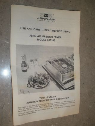 JENN AIR Nearly French Fryer Model 800163 for Cooktops Ranges Vintage 6