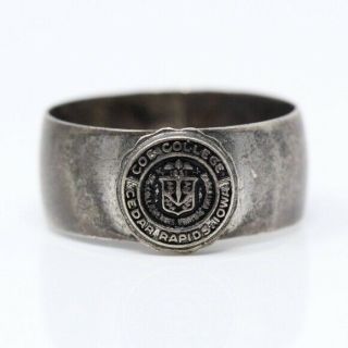 Vintage Sterling Silver Coe College Class Ring (size 9.  25)