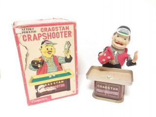 Vintage Cragstan Yonezawa Tin Crapshooter Japan Battery Operated Toy Boxed