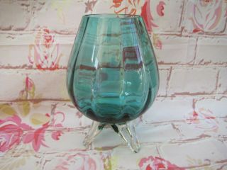 Vintage Murano Empoli Oversized Tripod Ribbed Brandy Snifter Art Glass Vase, 2