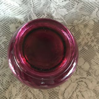 Vtg Fenton Cranberry Dark Pink Swirled Glass Ruffle Wavy Edge Vase 8 Inches Tall 7
