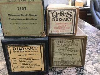 Vintage Duo - Art Piano Player Rolls,  Previously Played - Bundle Of 4 Rolls
