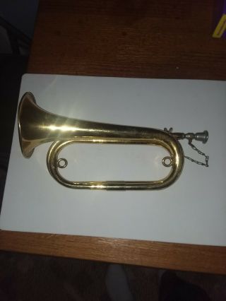 Vintage Brass Bugle With Mouth Piece