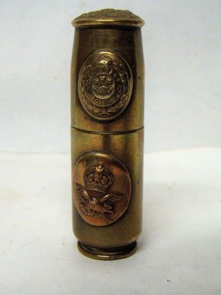 Vintage Wwii Brass Trench Art Lighter - British " The Welch " Regiment
