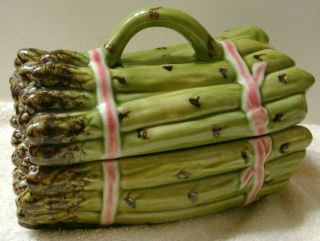 Vintage Bordallo Pinheiro Asparagus Tureen Covered Serving Dish Made In Portugal