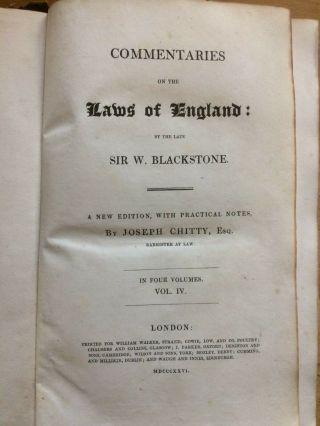 Commentaries On The Laws Of England,  Vol Iv Blackstone 1826