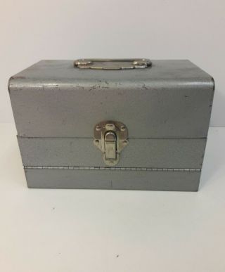 Vintage 8mm Film Reel 5 " 12 Slot Metal Carrying Case Silver,  Reel 19