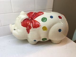 Vintage Large Pottery Pig Piggy Still Bank Hull Mccoy Shawnee Polka Dot