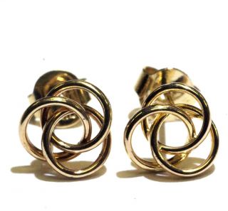 14k Yellow Gold Love Knot Stud Earrings.  9g Ladies Estate Vintage