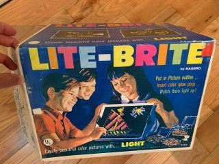 Vintage 1967 " Lite Brite " Hasbro Toy Light Bright W/ Box