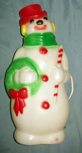 Vintage 1968 Christmas Blow Mold Lighted Snowman Empire Plastics