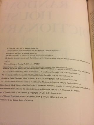 Vintage Book Random House Dictionary of the English Language Unabridged 1967/6 3