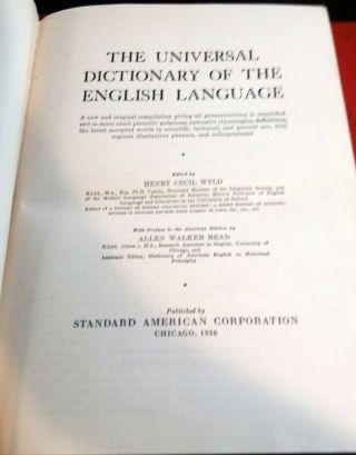 UNIVERSAL DICTIONARY of the English Language Henry Cecil Wyld 1938 2