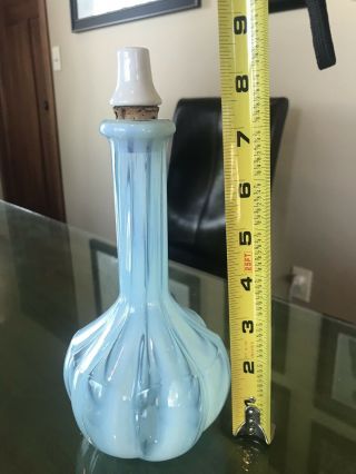 Vintage Fenton Blue Opalescent Rib Optic Barber Bottle With Stopper 2