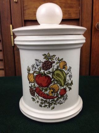 Mccoy Pottery 216m Spice Of Life Canister With Lid Usa Vegetables Vtg