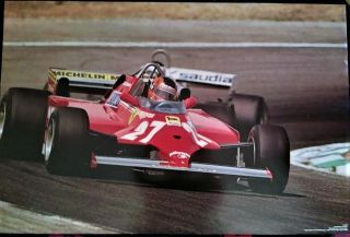 Ferrari F1 Gilles Villeneuve 1981 Poster 24x36 Vintage Paul Oxman Poster