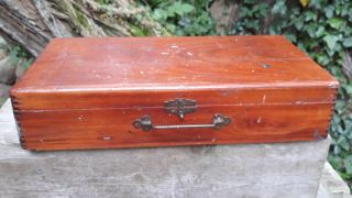 Vintage Wooden Art Artist Box Paint Case Sectioned Dovetail Carry Handle Travel
