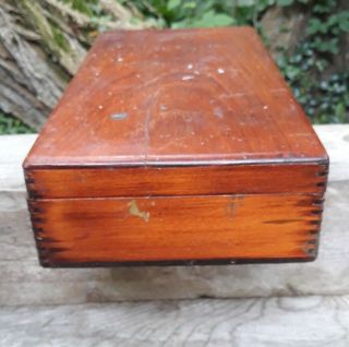 Vintage Wooden Art Artist Box Paint Case Sectioned Dovetail Carry Handle Travel 3