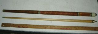 20 Oz 56 1/2 " Vintage Inlay Wood Pool Cue With Leather Handle