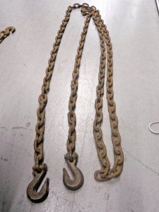 Vintage 17 F.  Long Heavy Duty Iron Metal Chain W/ Hooks 2  X 1.  1/8