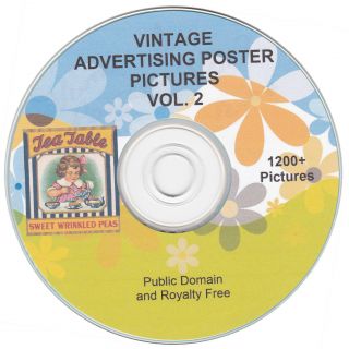Vintage Advertising Posters Pictures - Vol.  2 - 1200,  Public Domain Images On Cd