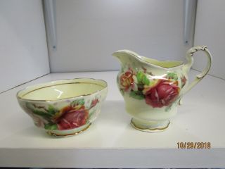 Vintage Paragon By Appointment Hm The Queen & Hm Queen Mary Sugar Bowl & Creamer