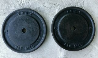 Vintage York Barbell 25 Lb Standard Weight Plates