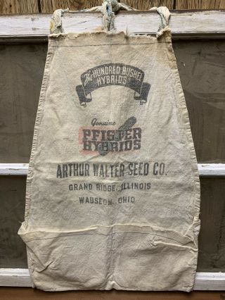 Vintage Pfister Hybrids Seed Sack Handmade Apron Unique Farm Corn Advertising