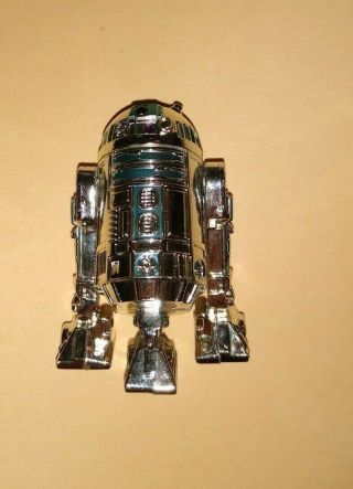 Hasbro Star Wars R2d2 Action Figure Silver Metallic Blue Robot Vtg 1999 Special