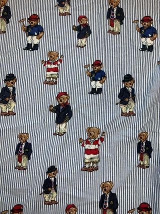 Vtg Ralph Lauren Teddy Bear Stripe Full Size Fitted Sheet Polo Vintage Stripe