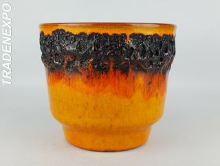 Vintage 1970s Kreutz Keramik Orange Planter Pot W.  German Pottery Fat Lava Era