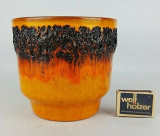 Vintage 1970s KREUTZ KERAMIK Orange Planter Pot W.  German Pottery Fat Lava Era 3