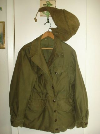 Vintage Wwii And Korean War Era U.  S.  Military M - 1943 Field Jacket & Field Cap
