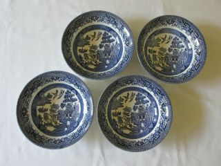 (4) Vintage Churchill England Blue Willow Georgian Coupe Cereal Bowls 6 1/4 "