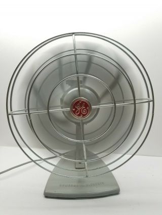 Vtg 1950s General Electric Ge No F11s107 Usa Gray Oscillating Fan Wall Desk Mcm