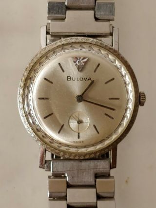 Vintage Men ' s Bulova M7 Diamond Dial J663935 Watch With Second Dial 3
