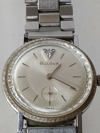 Vintage Men ' s Bulova M7 Diamond Dial J663935 Watch With Second Dial 8