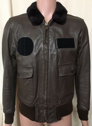 Vintage 1970’s Us Navy G - 1 Bomber Leather Jacket Ralph Edwards Very Good Size 42