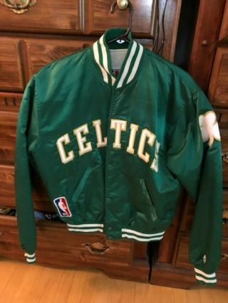 Vtg 80s Starter Nba Boston Celtics Nylon Satin Bomber Jacket Green Large